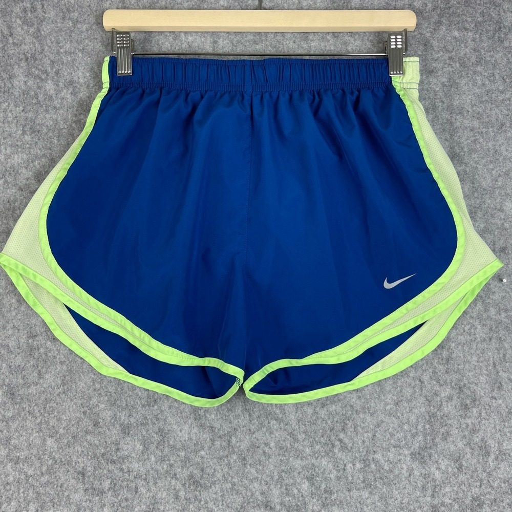Nike Tempo Womens Brief-Lined Running Shorts Large Blue Green Gym Workout